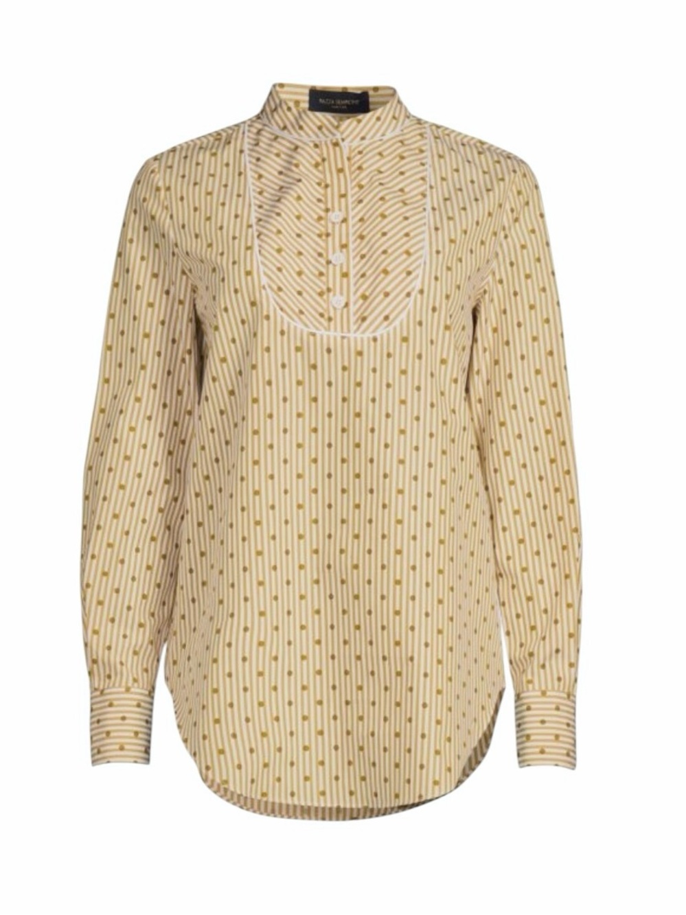 Piazza Sempione Shirt Blouse US 10 Polka Dot Stripe Bib Front Cotton Italy NWOT